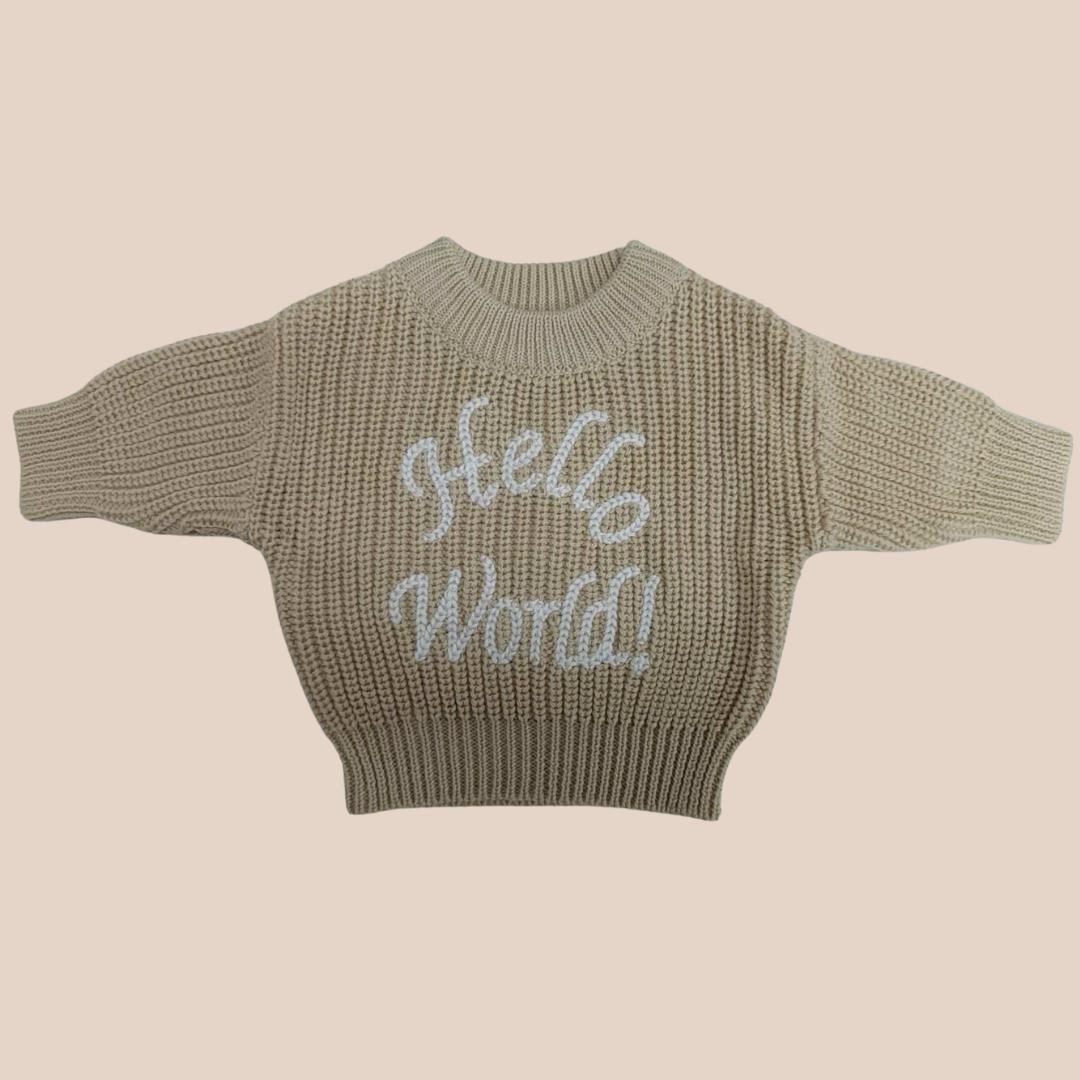 PRE ORDER Hello World Knit - Sand