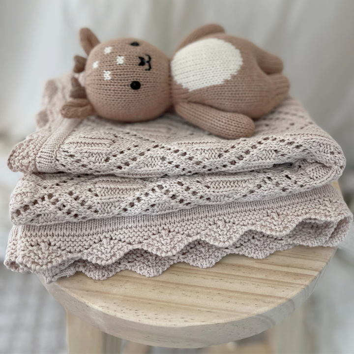 Hope Knit Baby Blanket - Almond