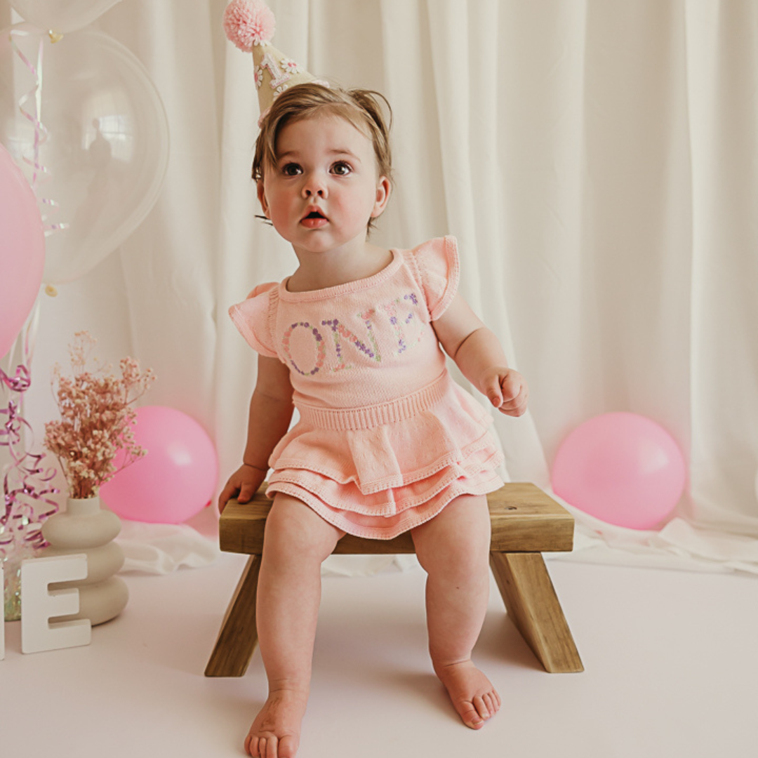 Birthday Frill Romper - Blush