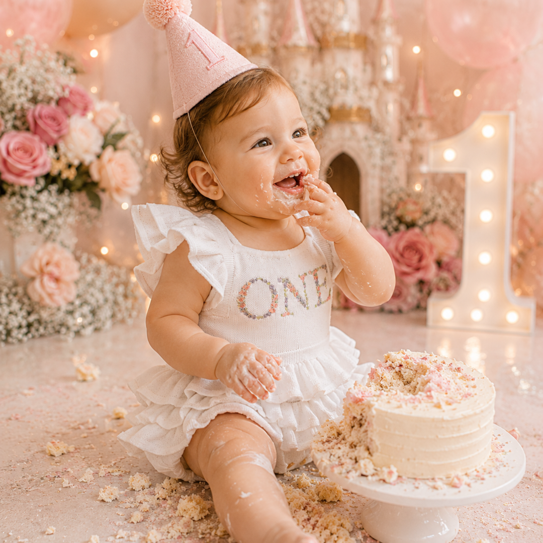 Birthday Frill Romper - Milk