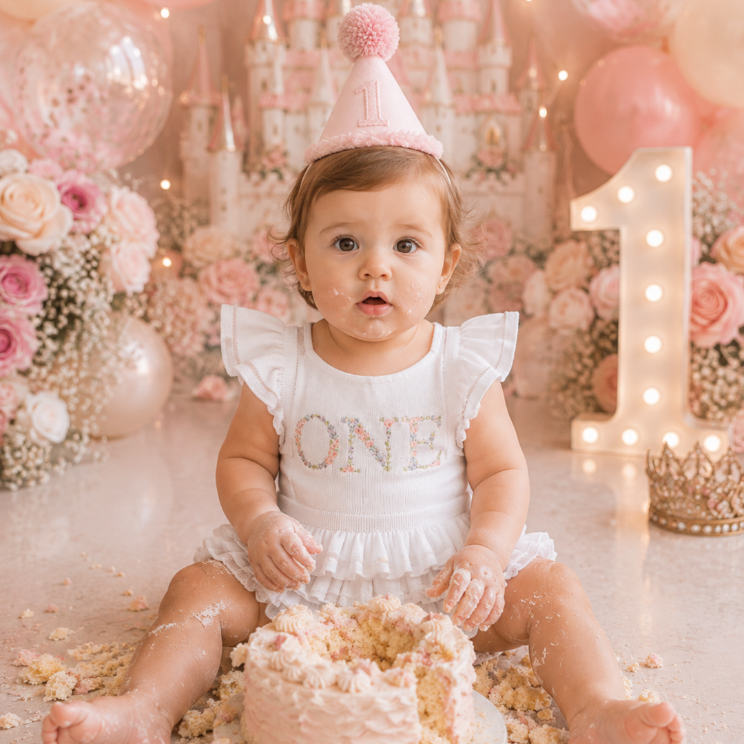 Birthday Frill Romper - Milk