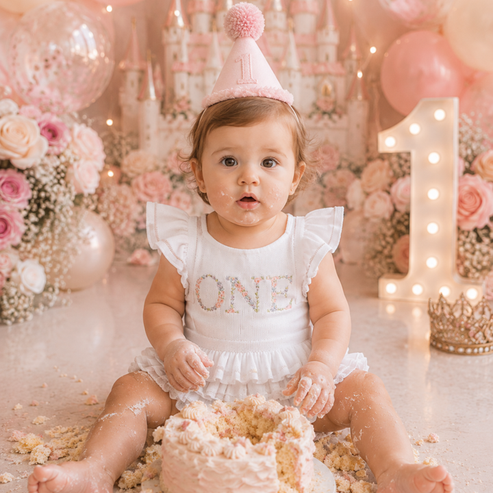 Birthday Frill Romper - Milk