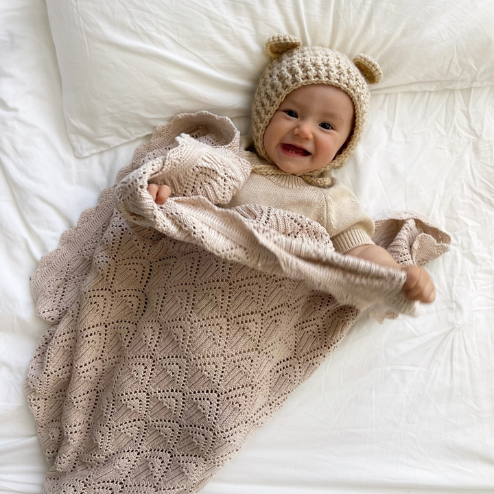 Hope Knit Baby Blanket - Almond
