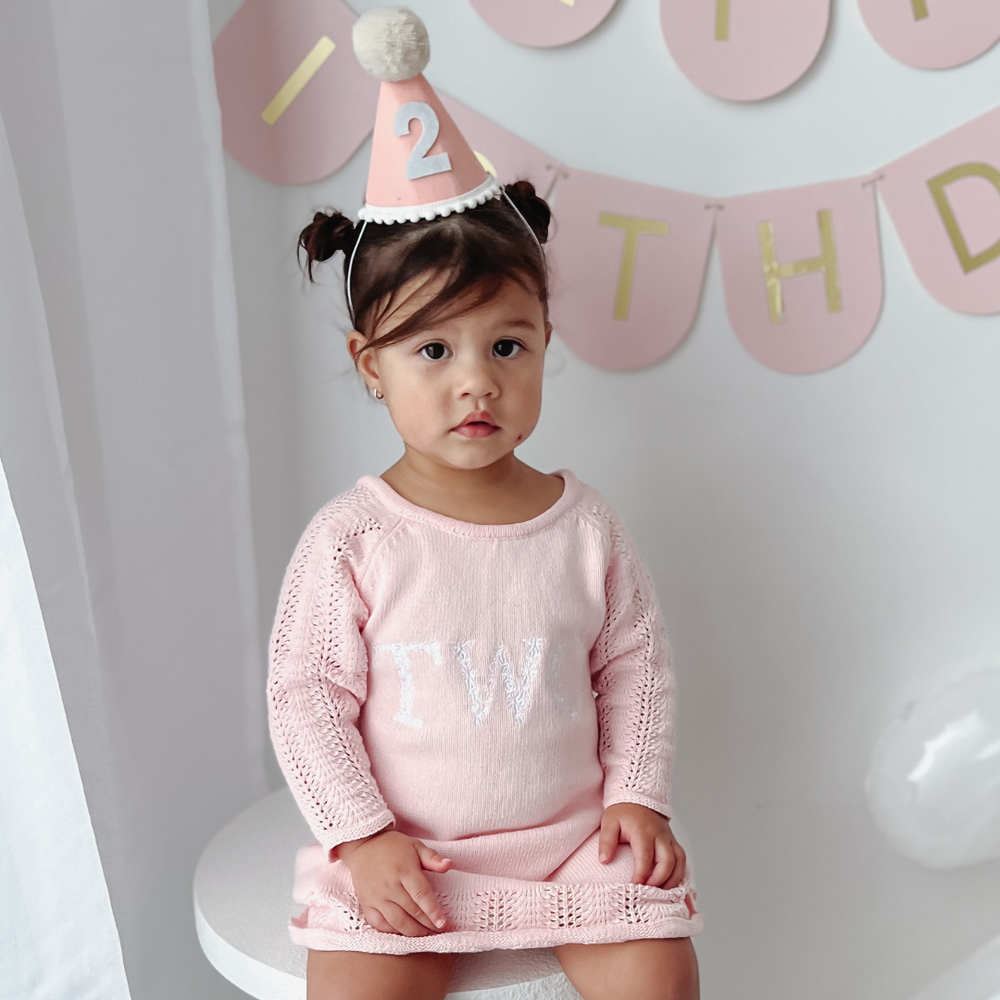 Kute Cuddles 2nd Birthday Girl Dress Blush add-on organic cotton keepsake