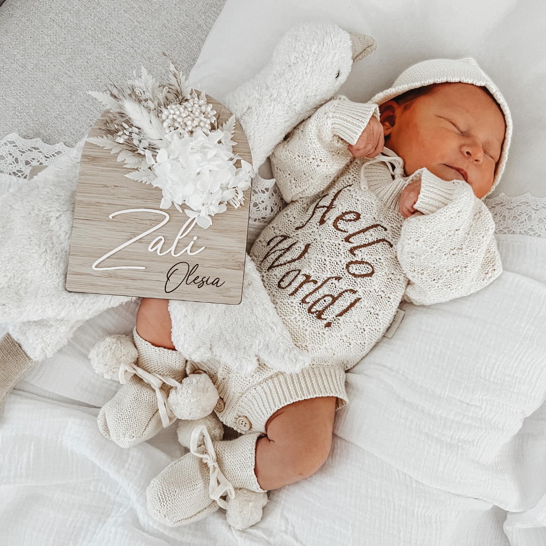 Hello World Birth Announcement Kute Cuddles